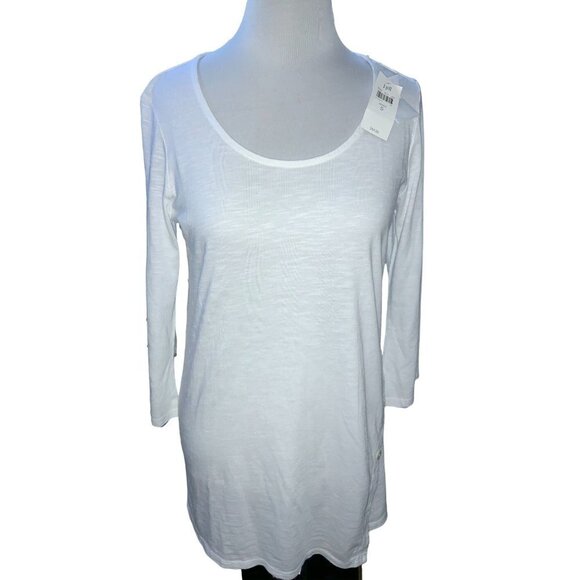 J Jill solid white quarter sleeve pullover lightweight tunic ladies NEW Small - Picture 1 of 7